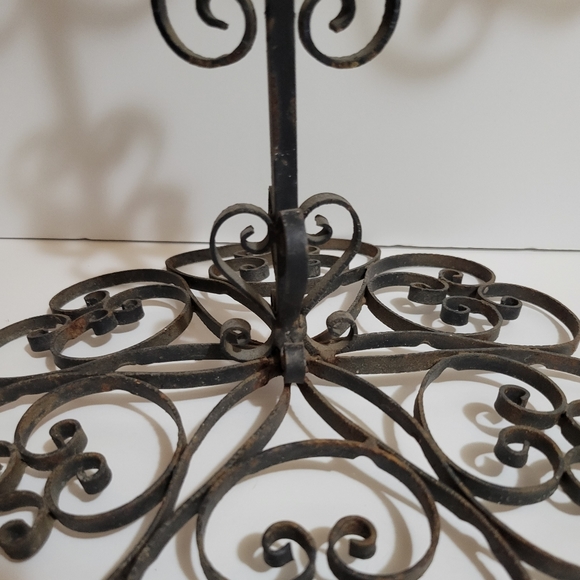 Vintage Rustic Scrollwork Wrought Iron Jewelry Tree Display Decor - Picture 3 of 5